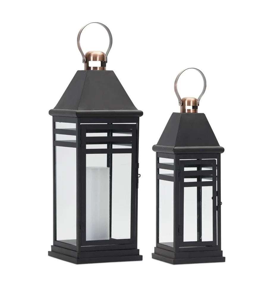 Moroccan Black Metal and Glass Lantern