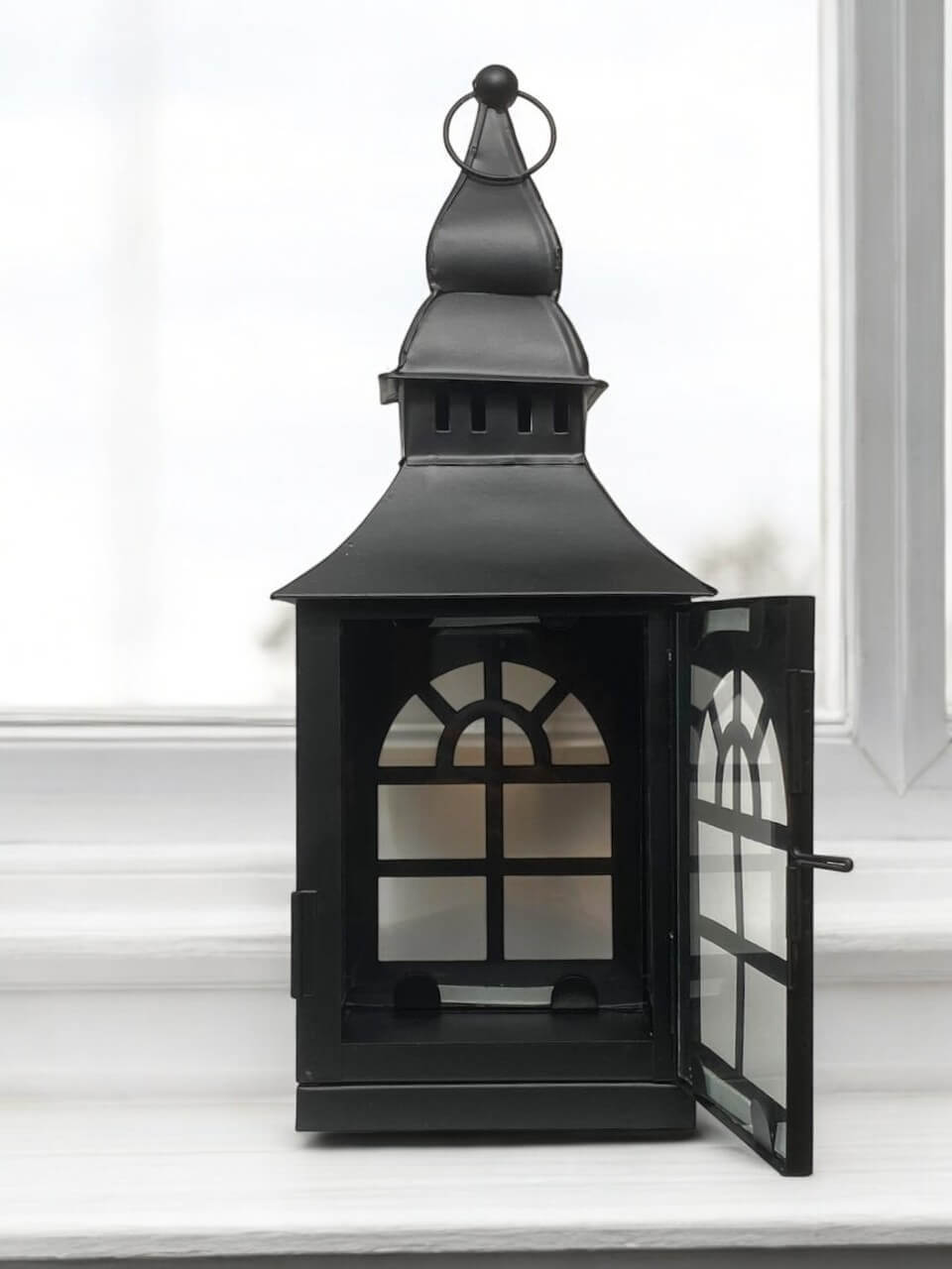 Black Metal Hurricane Lantern Handmade