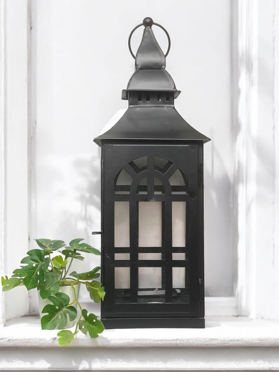 Black Metal Hurricane Lantern Handmade