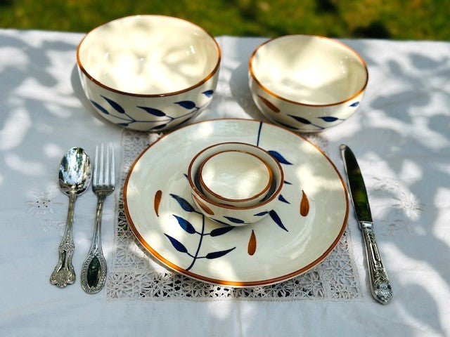 Autumn blue brown dinner plate