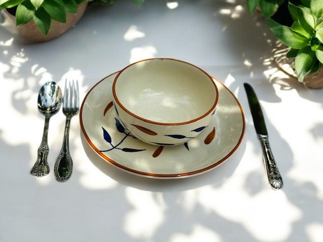 Autumn blue brown salad Plate