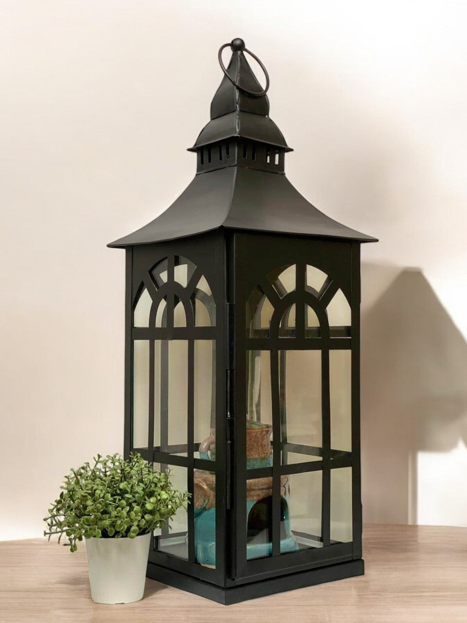 Black Metal Hurricane Lantern Handmade