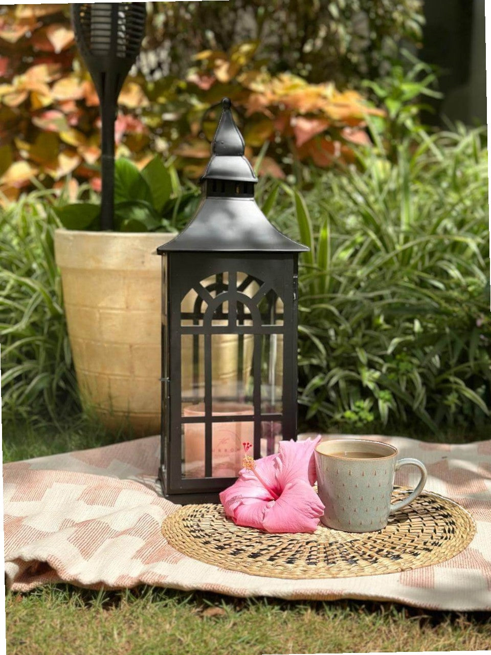 Black Metal Hurricane Lantern Handmade