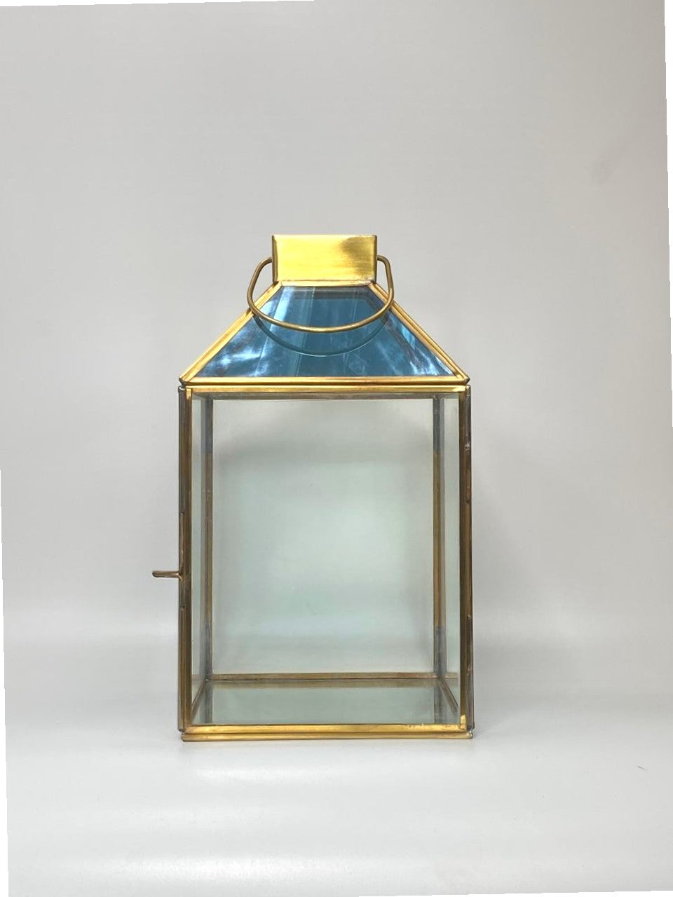 Bronze Blue glass metal candleholder