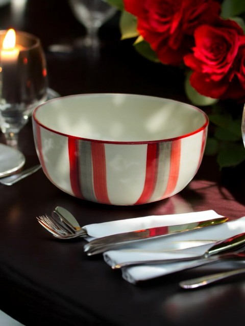 Crimson black ceramic serving bowl