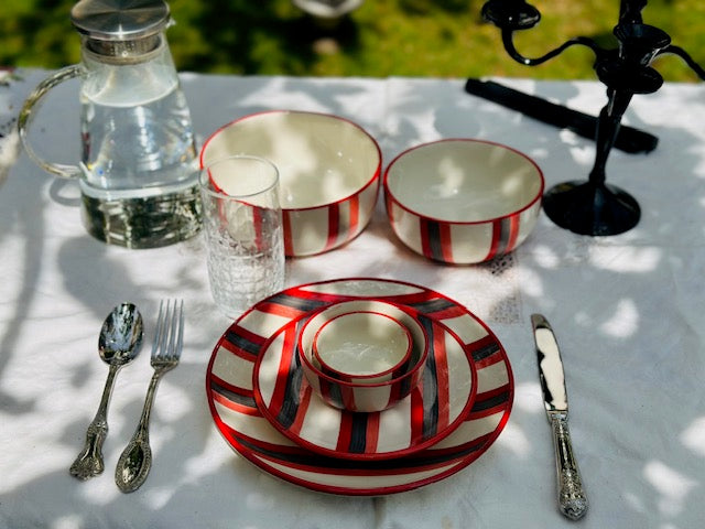 Crimson black ceramic serving bowl
