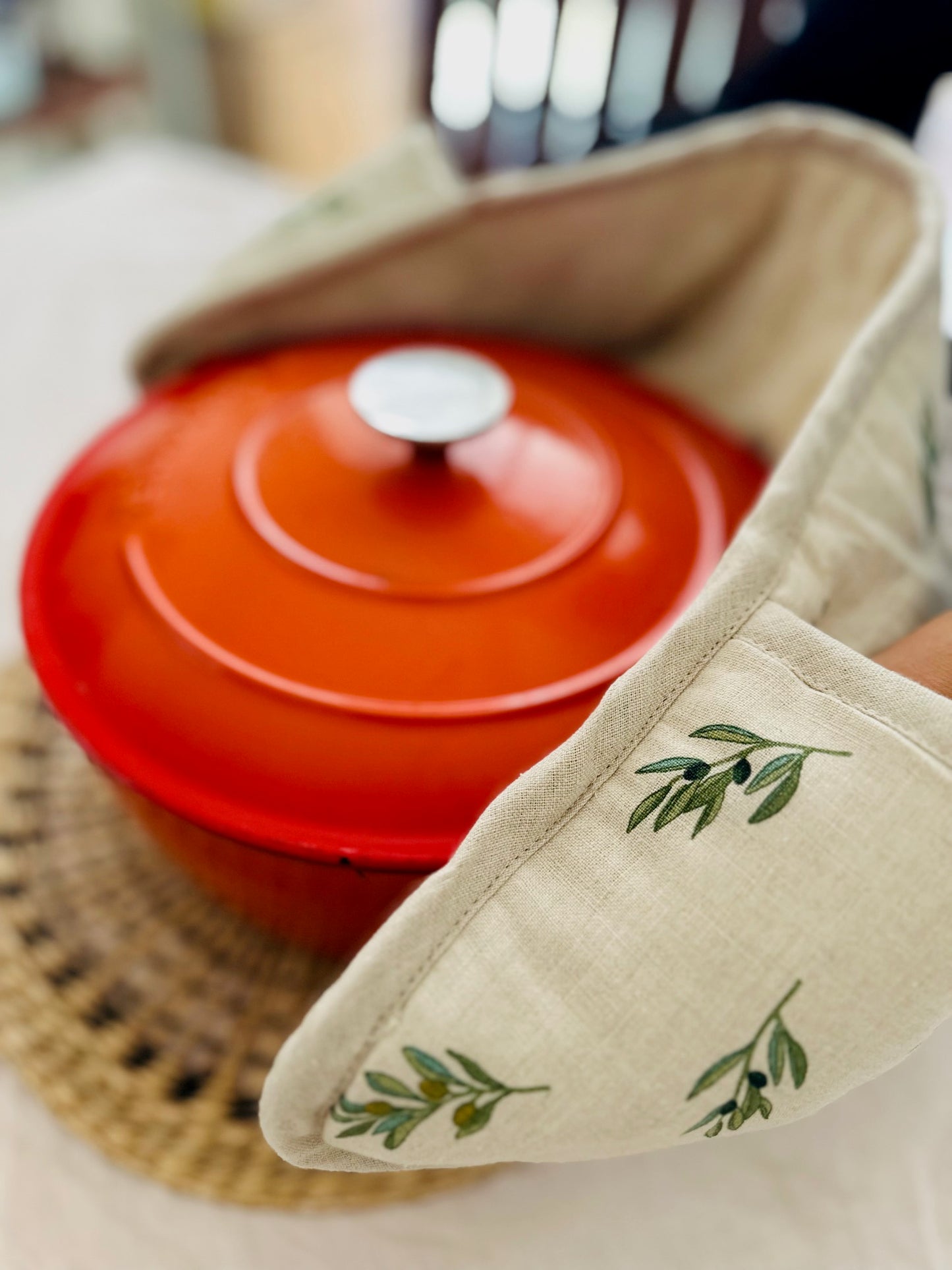 Double oven glove | Leaf Print