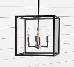 hanging metal and glass pendant lantern lighting fixture