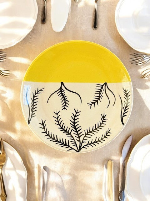 sunshine yellow white salad plate 7 inch