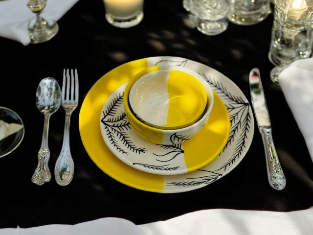 sunshine yellow white salad plate 7 inch